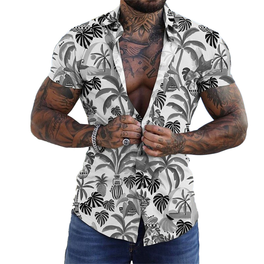 

Men's Summer Coconut Tree Print Casual Short Sleeve Shirt