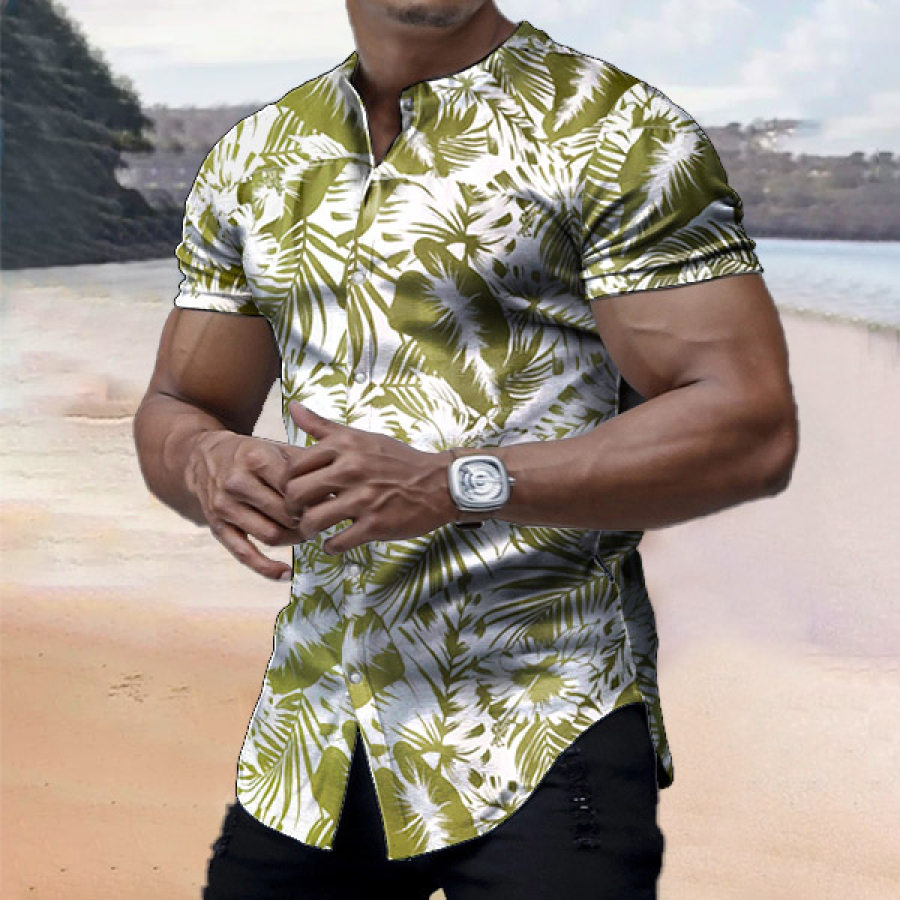 

Men's Hawaii Tropical Plant Beach Print Shirt