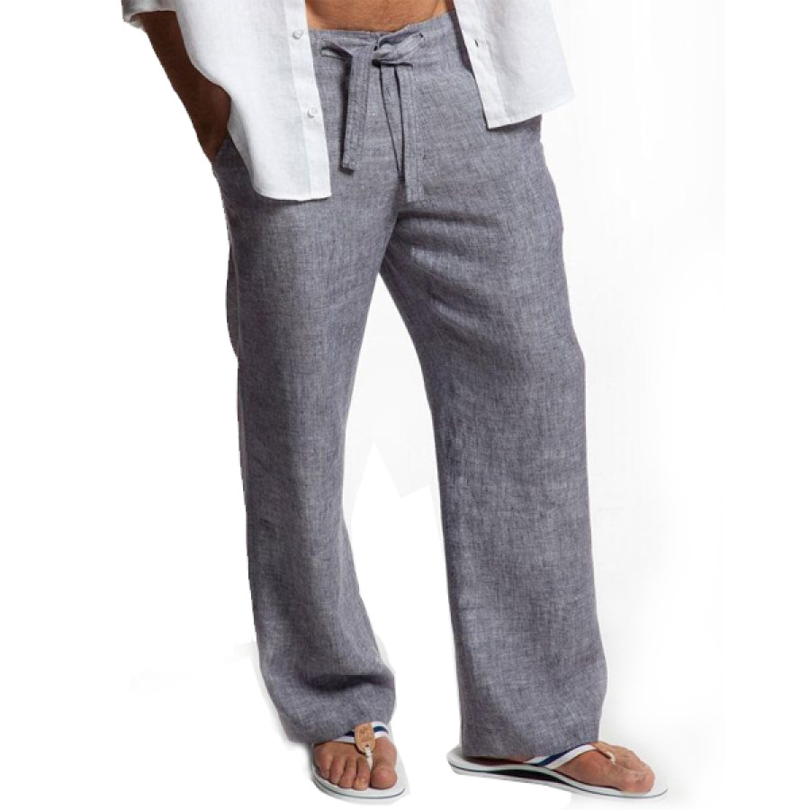

Men's Outdoor Cotton And Linen Vacation Casual Beach Trousers