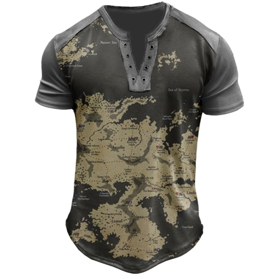 

Mens Outdoor Map 3D Printed V-neck Short Sleeve Tee