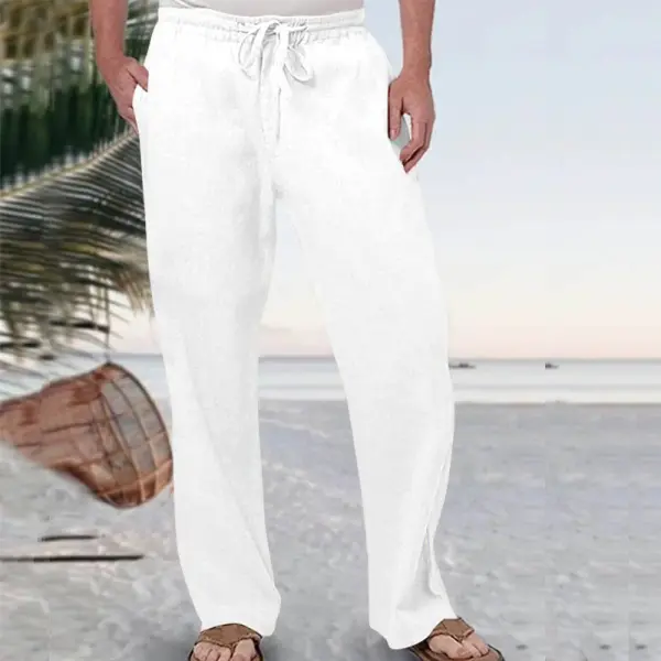 Mens Cotton And Linen Summer Beach Casual Pants - Honeylop.chimpone.com 