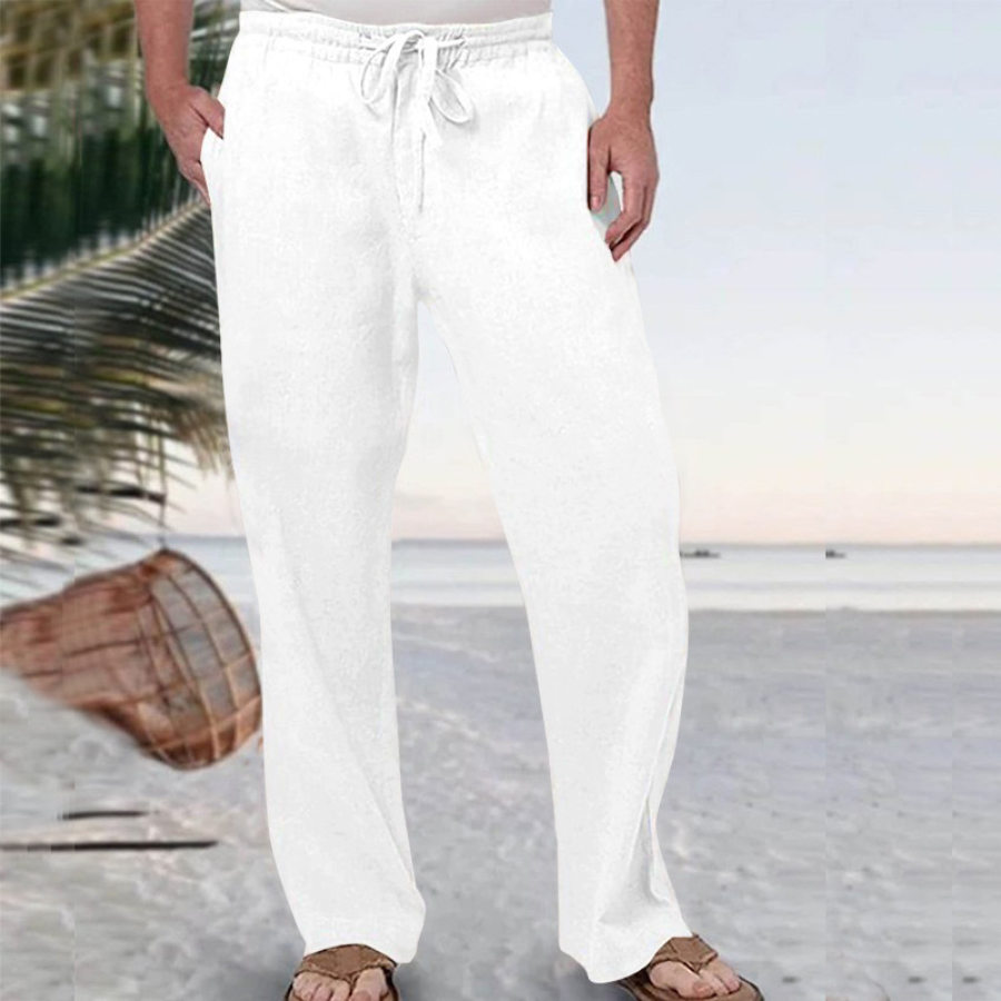 

Мужские хлопчатобумажные и льняные летние пляжные повседневные брюки