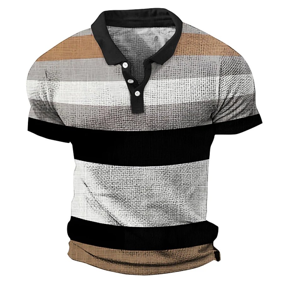 

Men's Outdoor Striped Graphic Prints Short Sleeve Waffle Polo Shirt