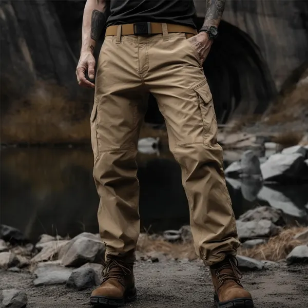 Men's Outdoor Comfortable Waterproof Ripstop Solid Color Training Overalls Trousers - Fineyoyo.com 