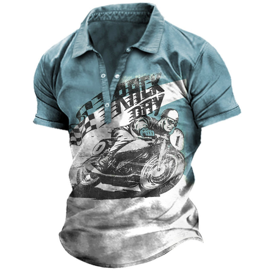 

Men's Motorcycle Race Day Print Short Sleeve Polo Shirt
