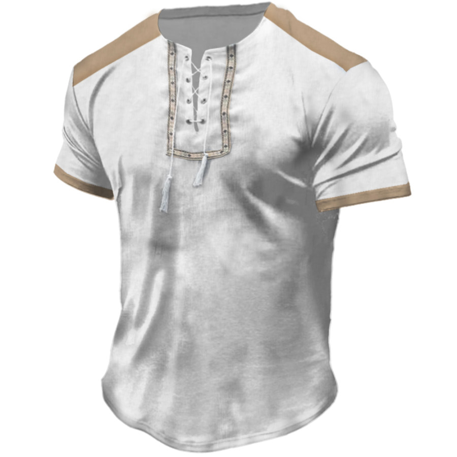 

Men's Vintage Ethnic Tie V Neck T-Shirt