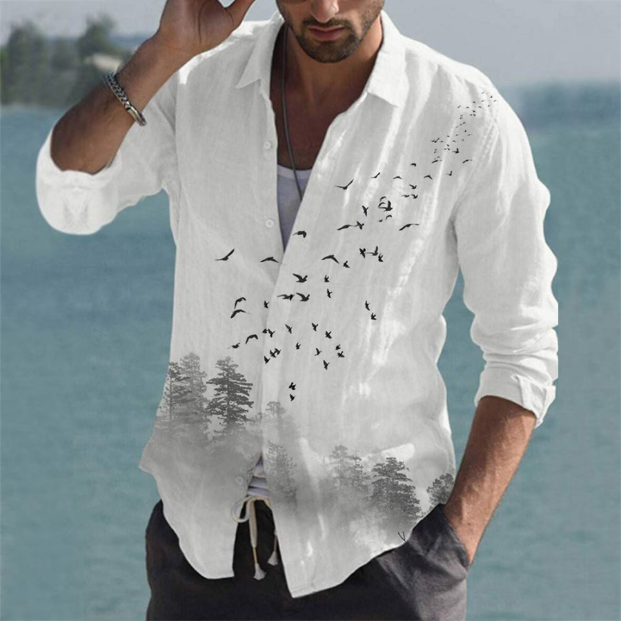 

Men's Vintage Print Long Sleeve Shirt