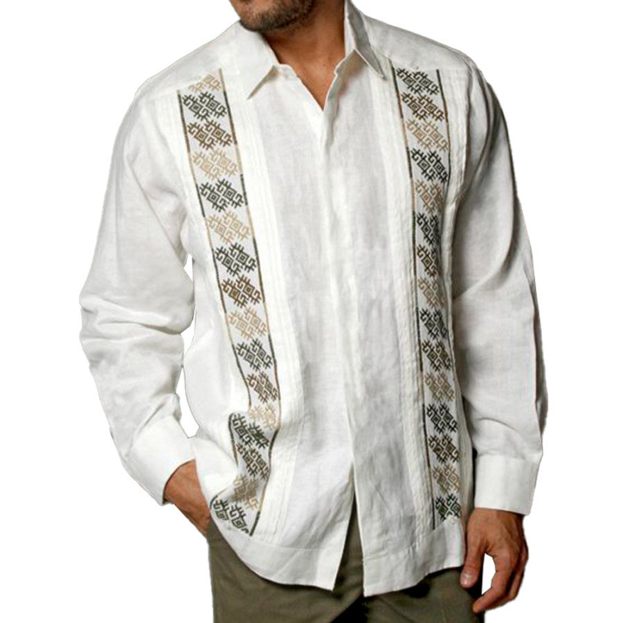 

Men's Vintage Geometric Ethnic Print Shirt