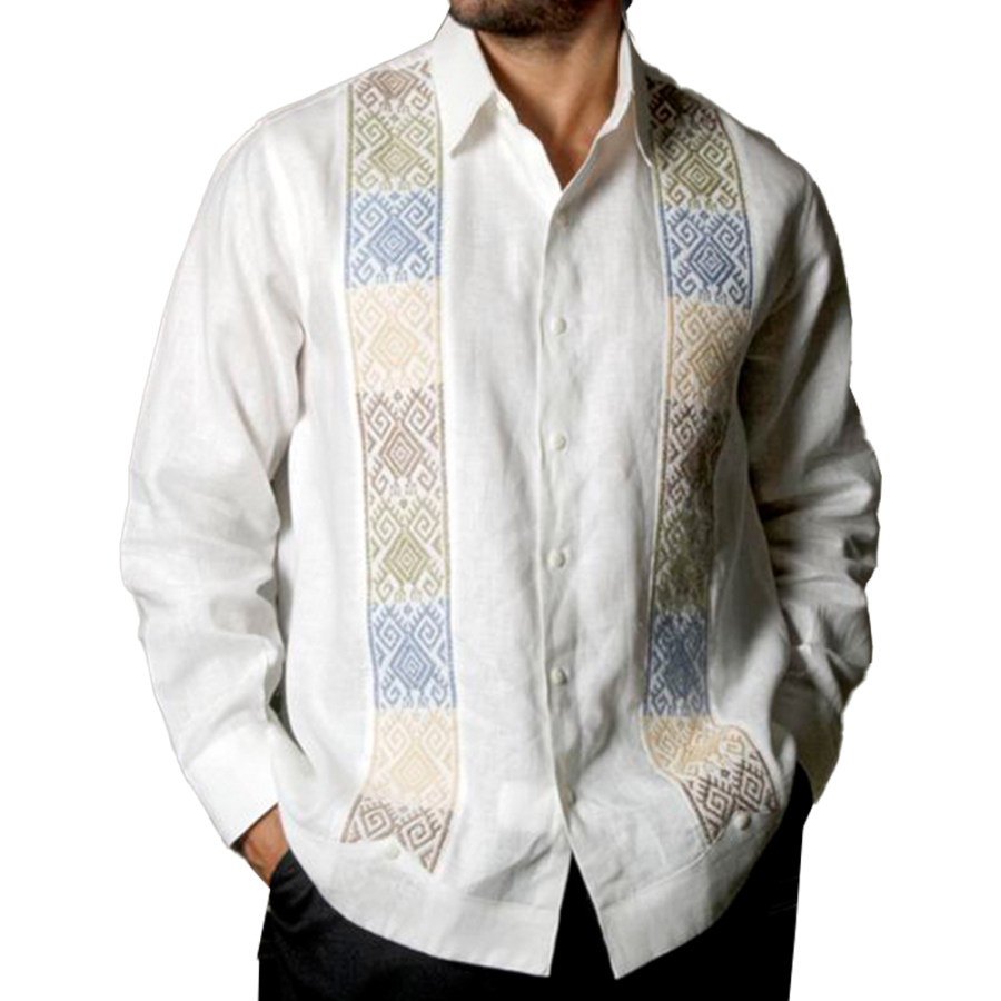 

Men's Vintage Geometric Ethnic Print Shirt