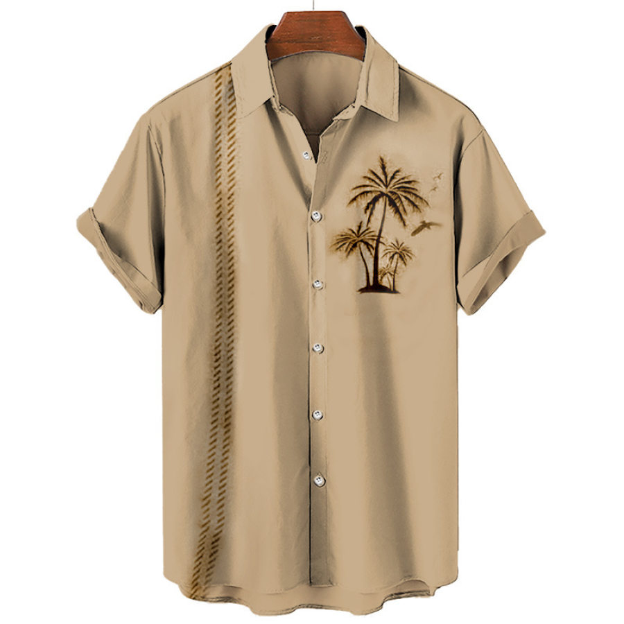 

Men's Striped Coco Print Short Sleeve Resort Shirt