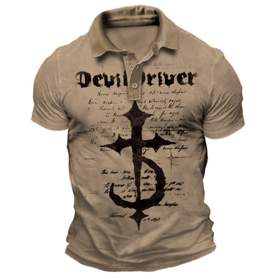 

Men's Cross Print Short Sleeve Polo Shirt