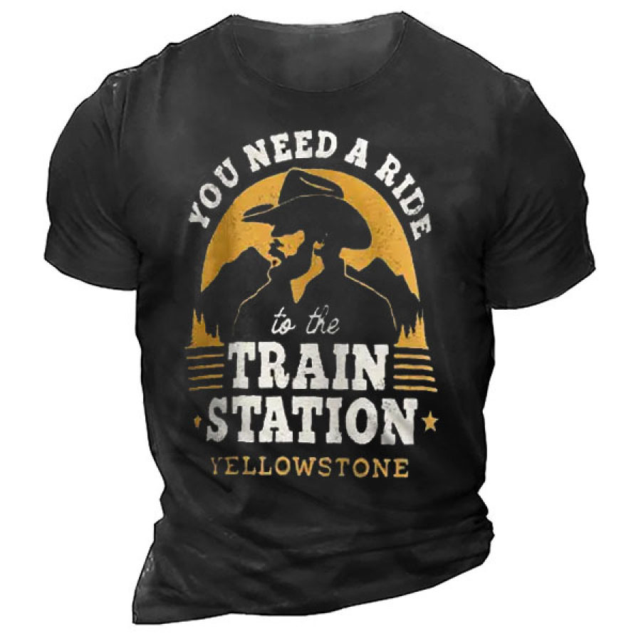 

Yellowstone Hai Bisogno Di Un Passaggio Per La T-shirt Da Uomo Della Stazione Ferroviaria