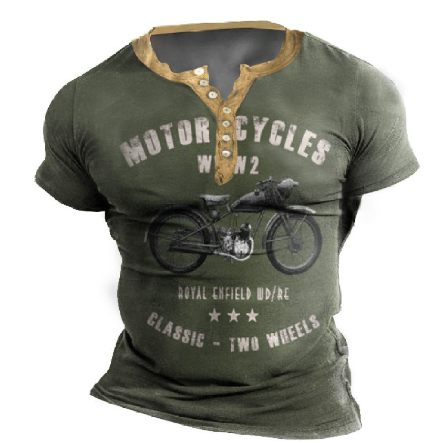 

Men Royal Enfield WD/RE Vintage Motorcycle Henley Tee