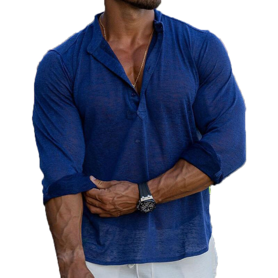 

Men's Casual Loose Long Sleeve Lapel Shirt