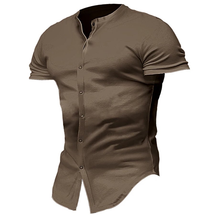 

Men's Summer Button Up Short Sleeve Shirt