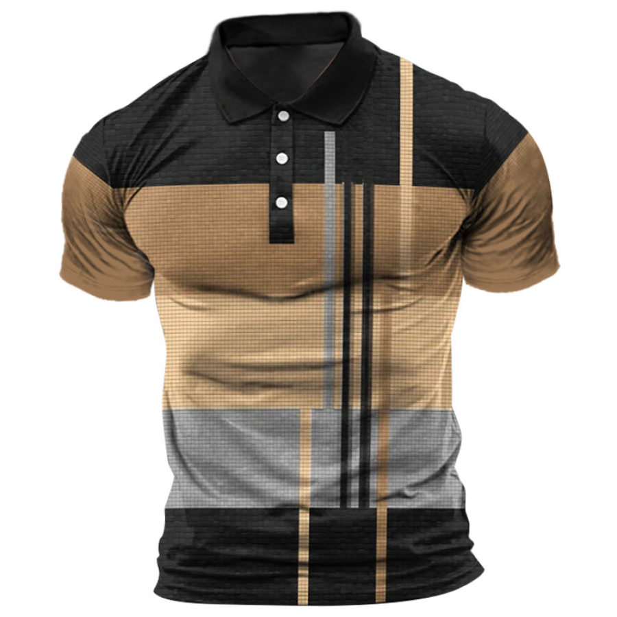 

Men's Casual Colorful Stripe Print Hawaiian Polo Shirt