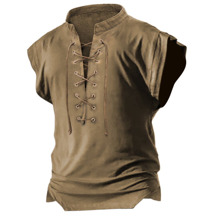 

Men's Casual Lace-Up Sleeveless T-Shirt