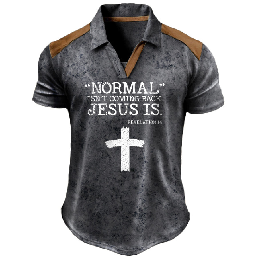 

Men's Vintage Normal Isn't Coming Back Colorblock Polo Short Sleeve T-Shirt