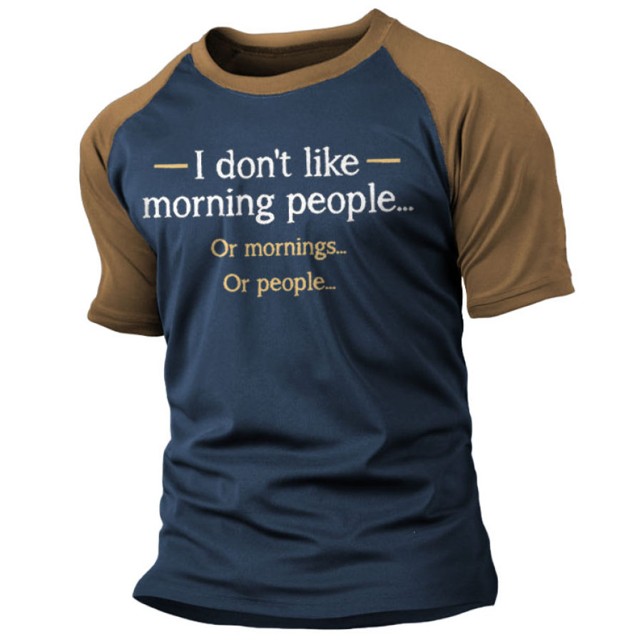

Men's I Don't Like Morning People Graphic Sarcastic Funny Print Raglan Short Sleeve T-Shirt