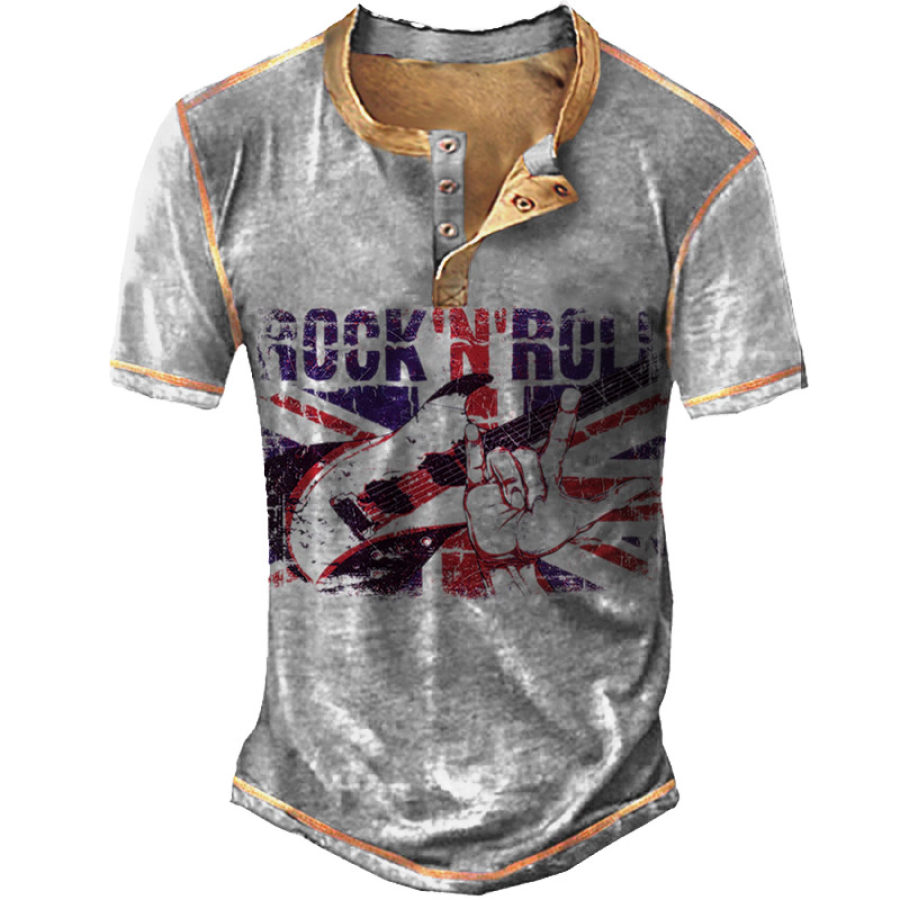 

Men's Rock Guitar Henley Short Sleeve T-Shirt