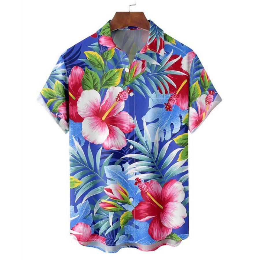 

Men's Tropical Floral Print Hawaiian Beach Short Sleeve Shirt