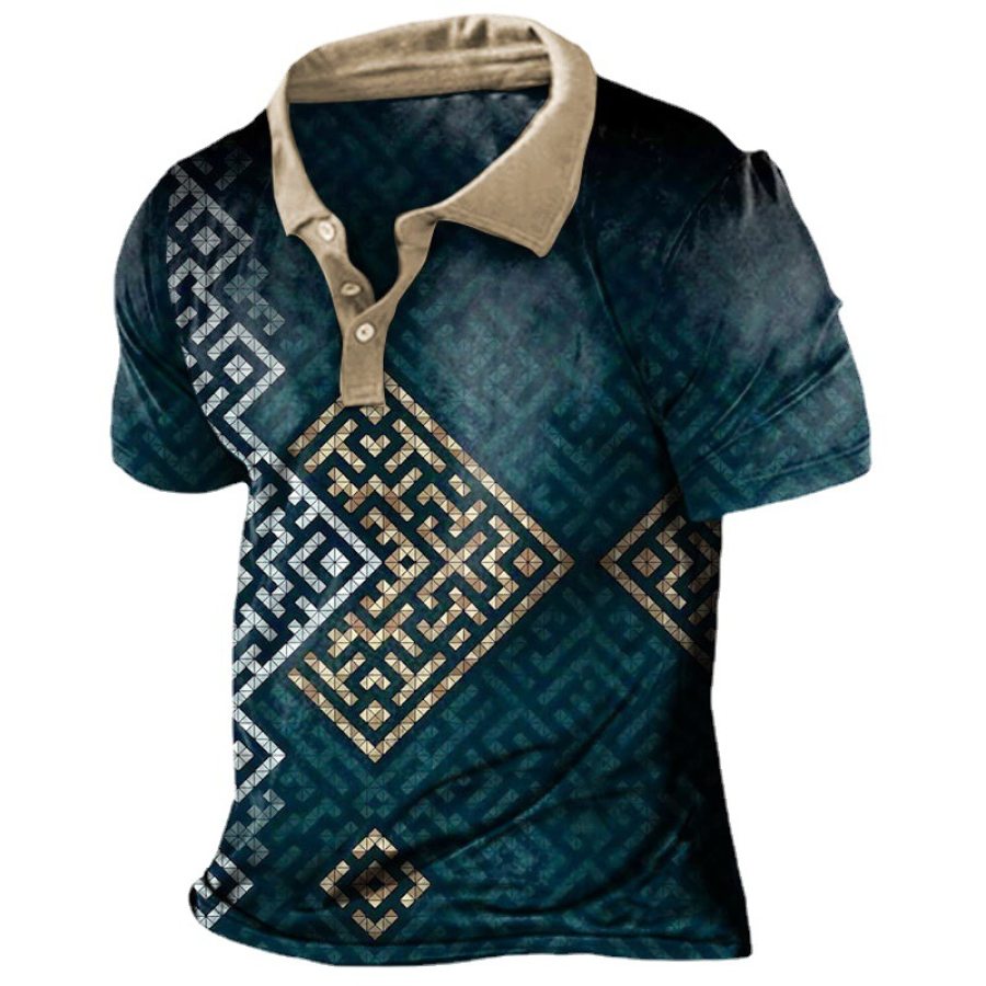 

Men's Geometric Casual Polo Shirt
