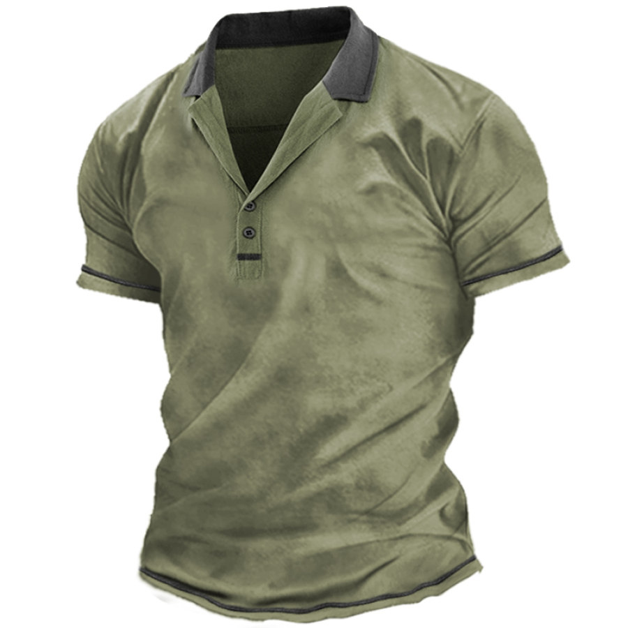 

Men's Casual Peak Lapel Short-sleeved T-shirt