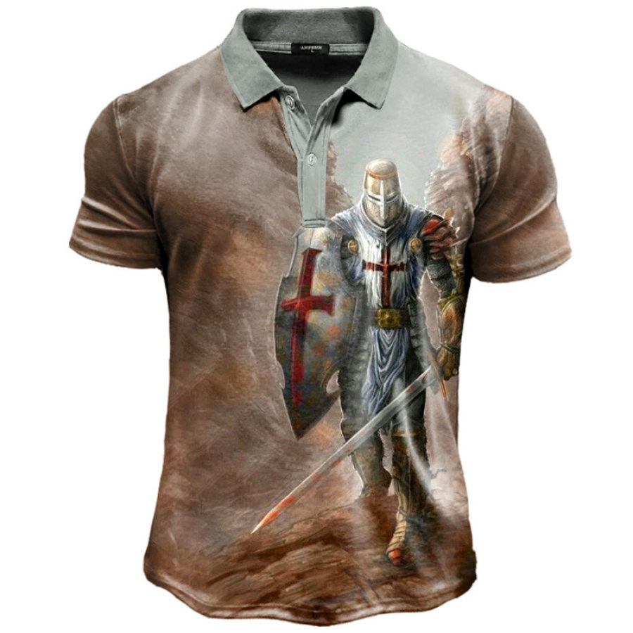 

Men's Templar Print Casual Polo Shirt