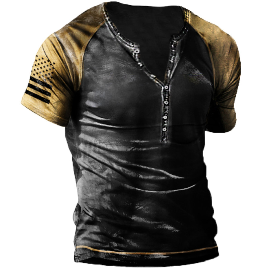 

Men's Outdoor American Flag Tactical Henley T-Shirt