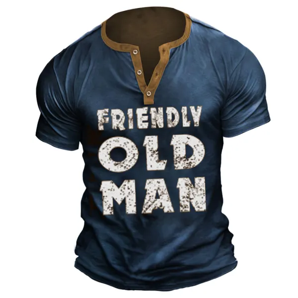 Friendly Old Man Men's Henley T-Shirt - Chrisitina.com 