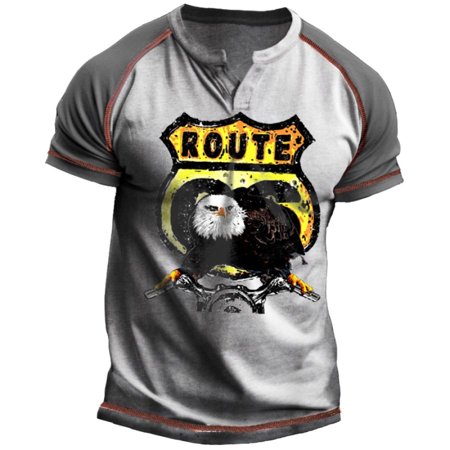 

Men's Vintage Route 66 Eagle Totem V-Neck T-Shirt