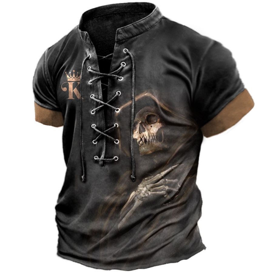 

King Men's Vintage Grim Reaper Lace-Up T-Shirt