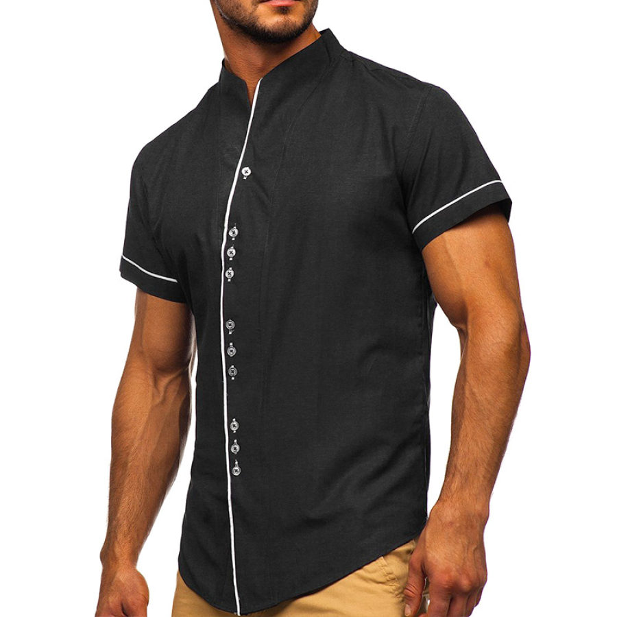 

Men's Casual Stand Collar Short Sleeve Shirt