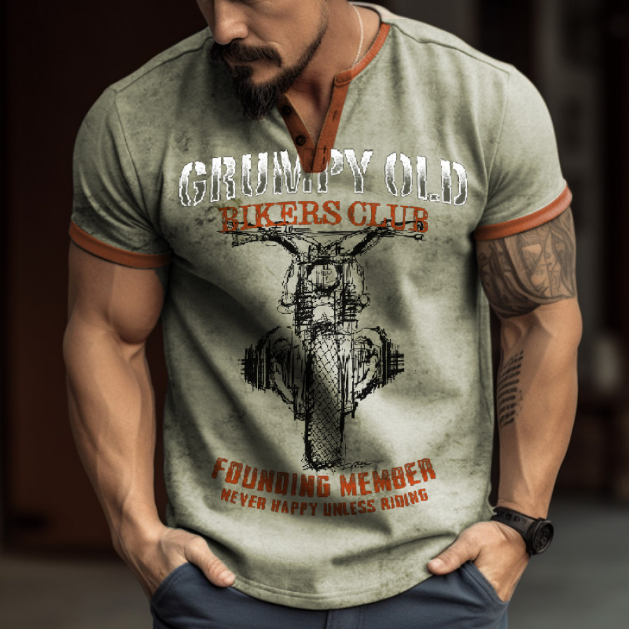 

Grumpy Old Bikers Club Men's Retro Contrast Graphic Print T-shirt