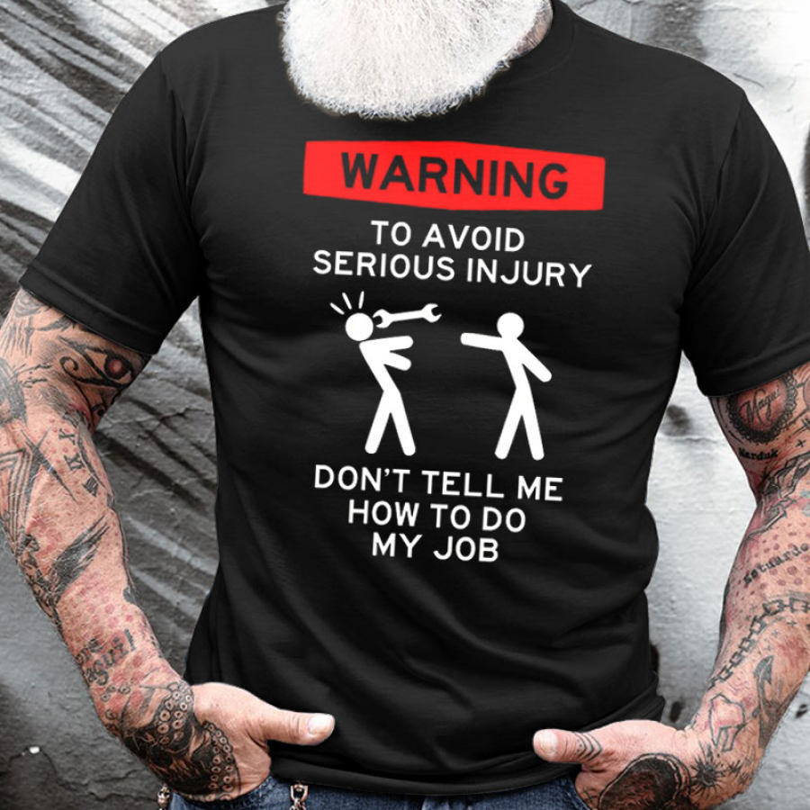 

Men's Funny Warning Casual Text Letters T-Shirt
