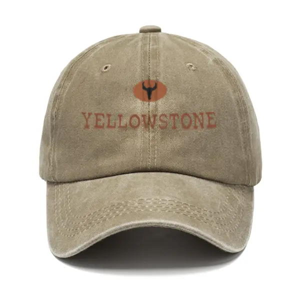 Men's Vintage Yellowstone Print Wash Sun Hat - Chrisitina.com 