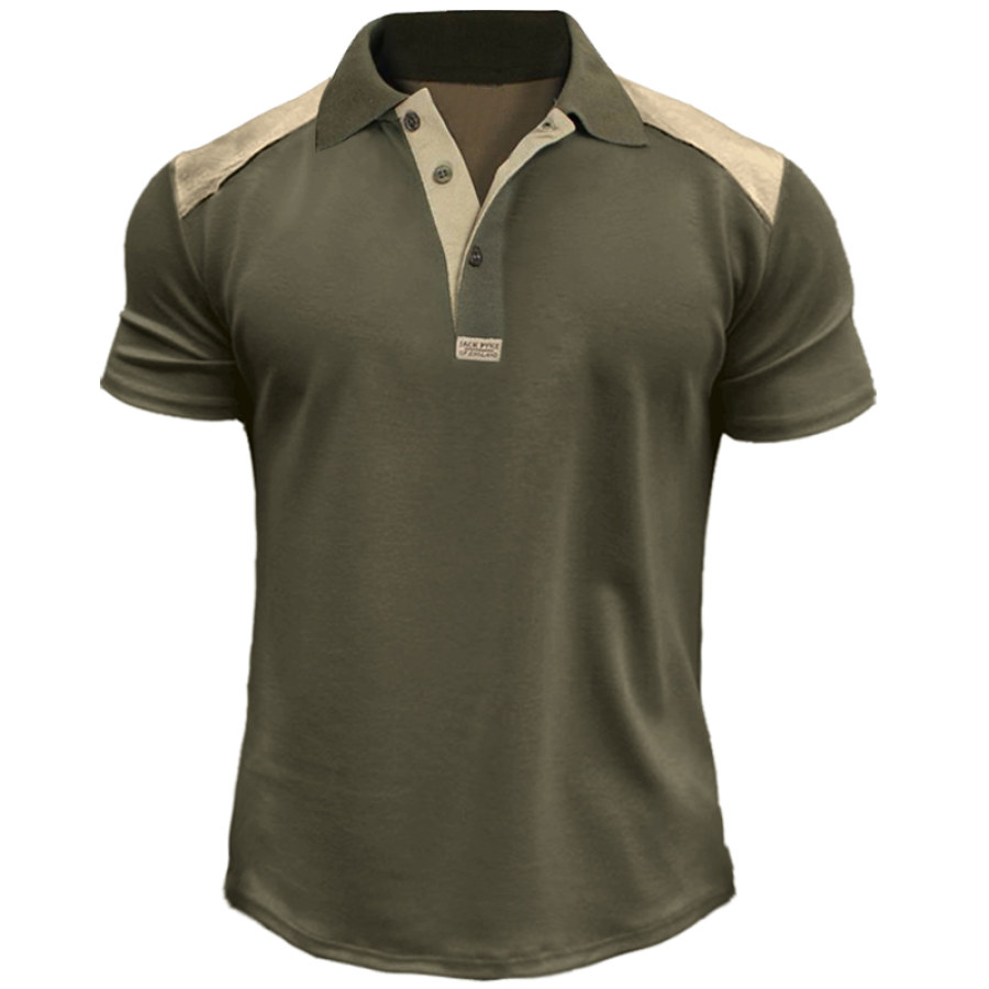 

Men's Retro Training Tactical Color Block Polo Shirt