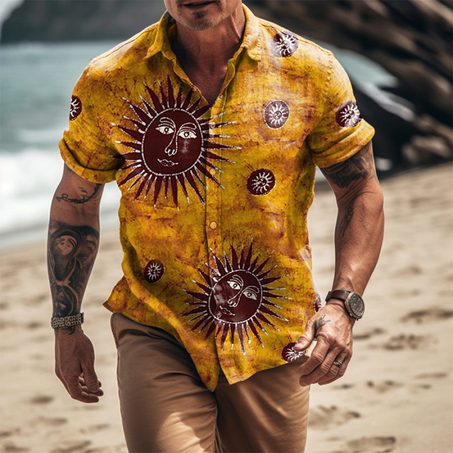 

Camicia Da Uomo Vintage Con Stampa Tropicale Per Vacanze Hawaiane