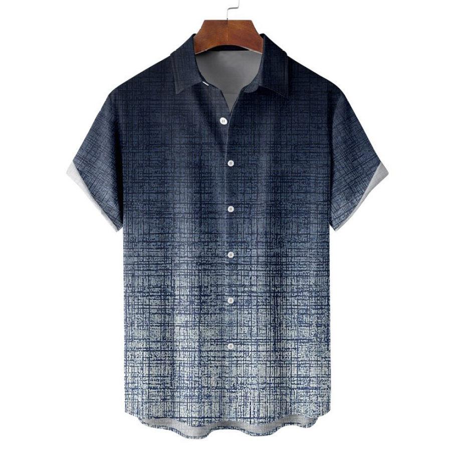 

Men's Gradient Texture Hawaiian Beach Short Sleeved Shirt