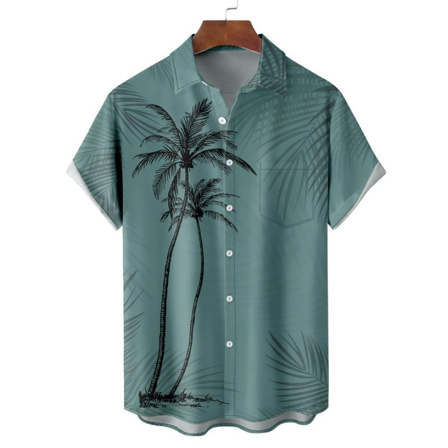 

Men's Coconut Tree Hawaiian Beach Short Sleeved Shirt