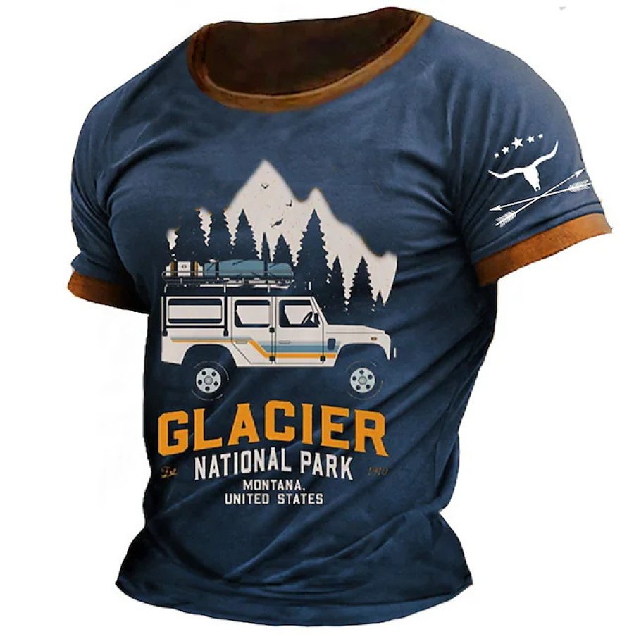 

Men's Vintage Glacier National Park Road Trip Montana Print T-Shirt