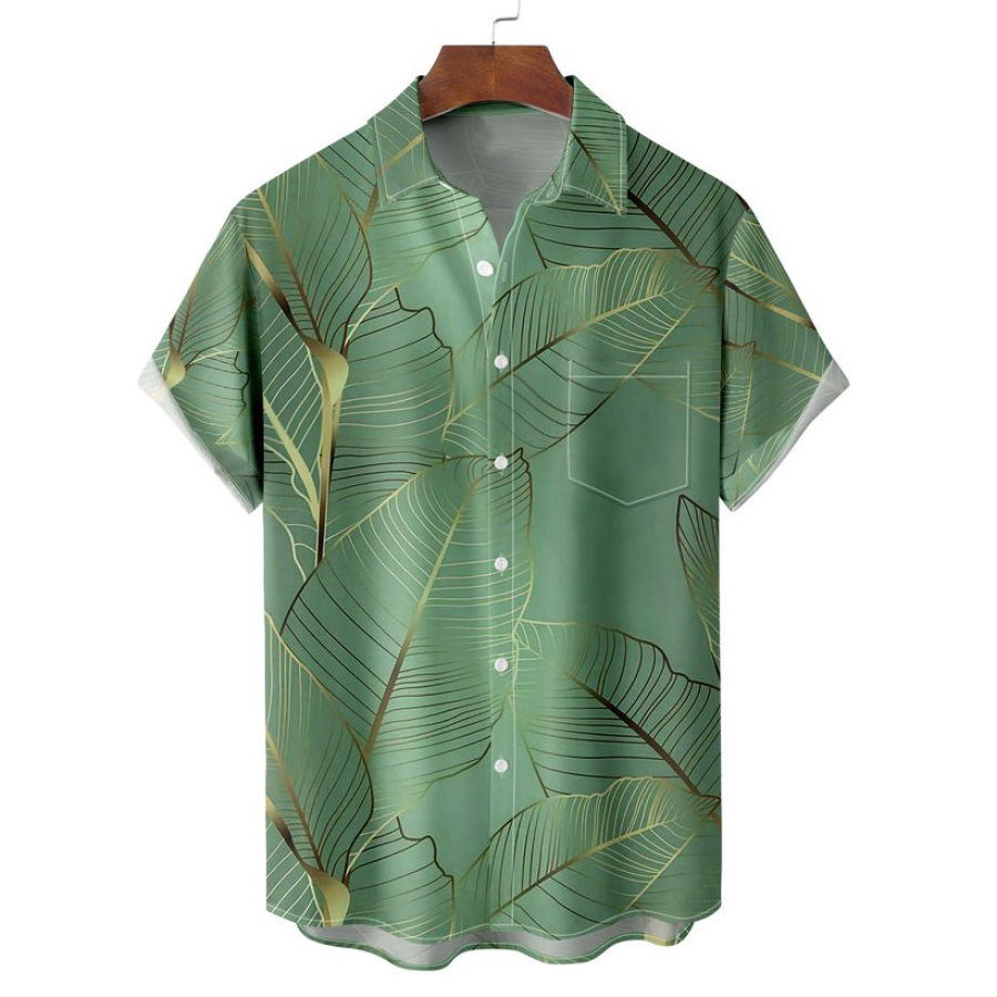 

Men's Tropical Plant Hawaiian Beach Short Sleeved Shirt