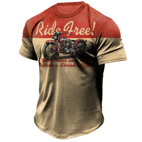 Men's Retro Contrast Motorcycle Print Short Sleeve T-Shirt Only $21.99 ...