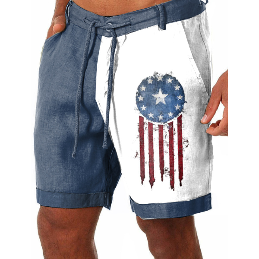 

Men The Old World American Flag Print Shorts