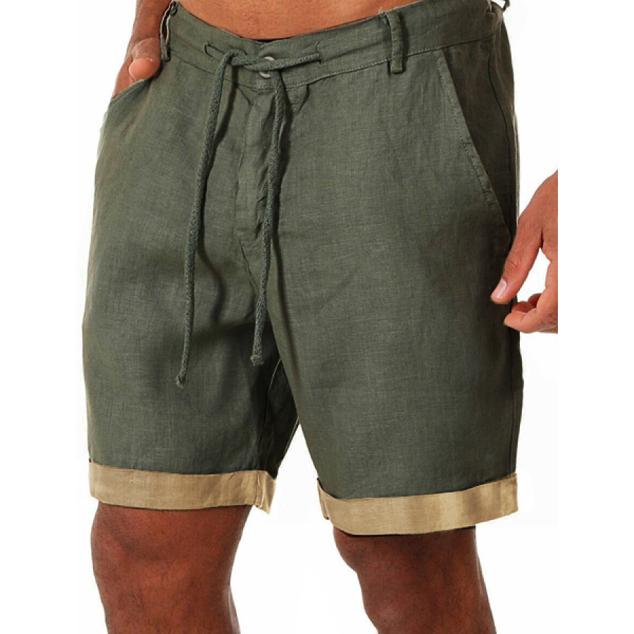 

Men's Outdoor Color Contrast Cotton Linen Shorts