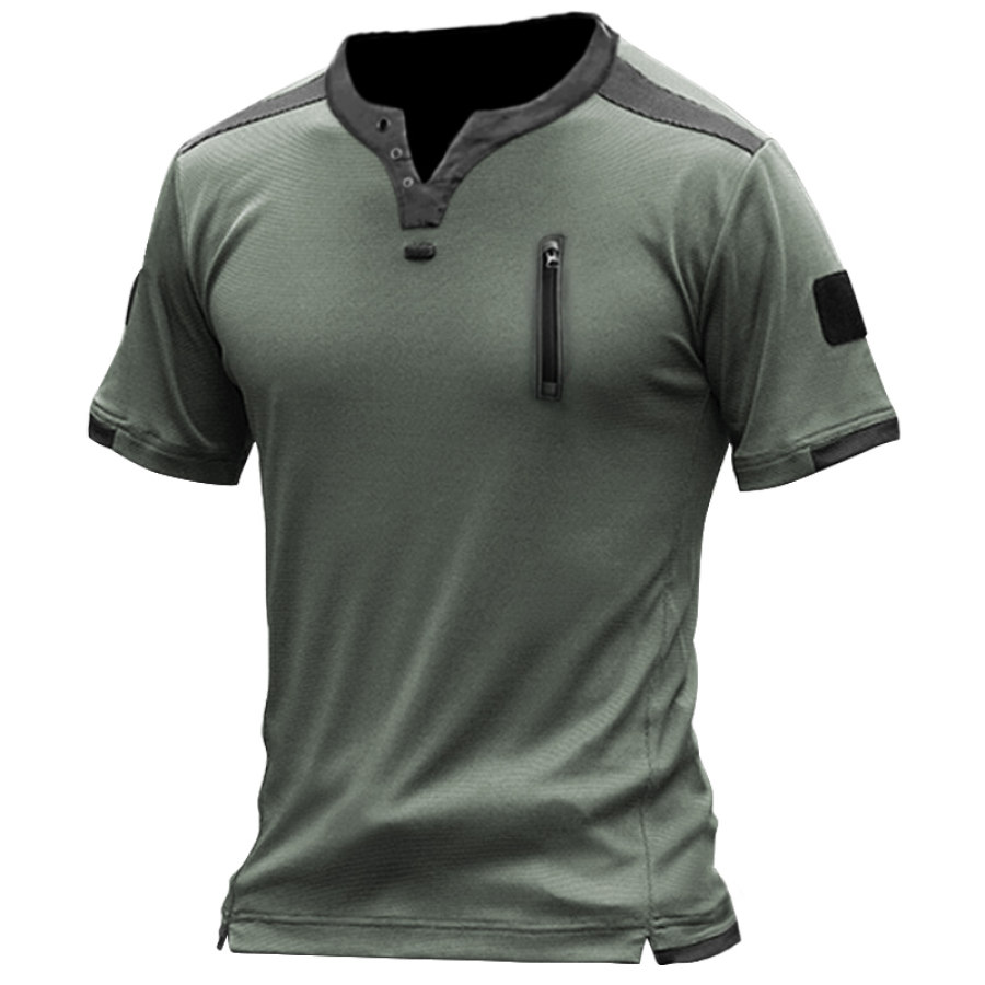 

Men's Vintage Outdoor Training Zipper Pocket Tactical T-Shirt