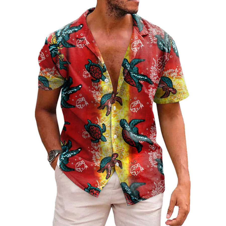 

Men's Turtle Print Short Sleeve Hawaiian Shirt