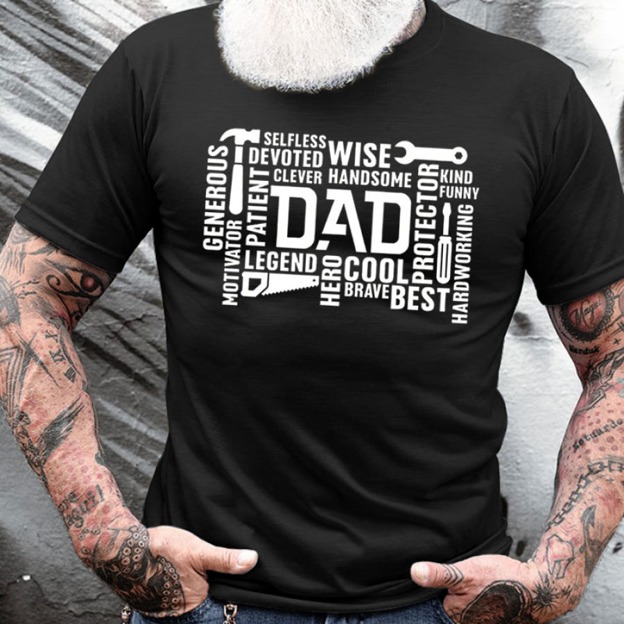 

Dad Best Funny Graphic Printing Gift For Father'S Day Casual Crew Men's Cotton Short Sleeve T-Shirt