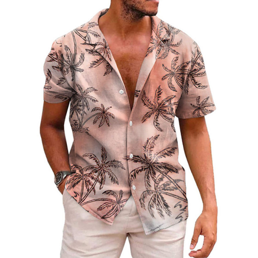 

Camicia A Maniche Corte Con Stampa Di Palme Casual Da Uomo