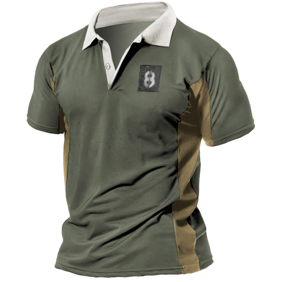 

T-shirt Da Uomo A Maniche Corte Con Stampa A Blocchi Di Colore Vintage Tattica